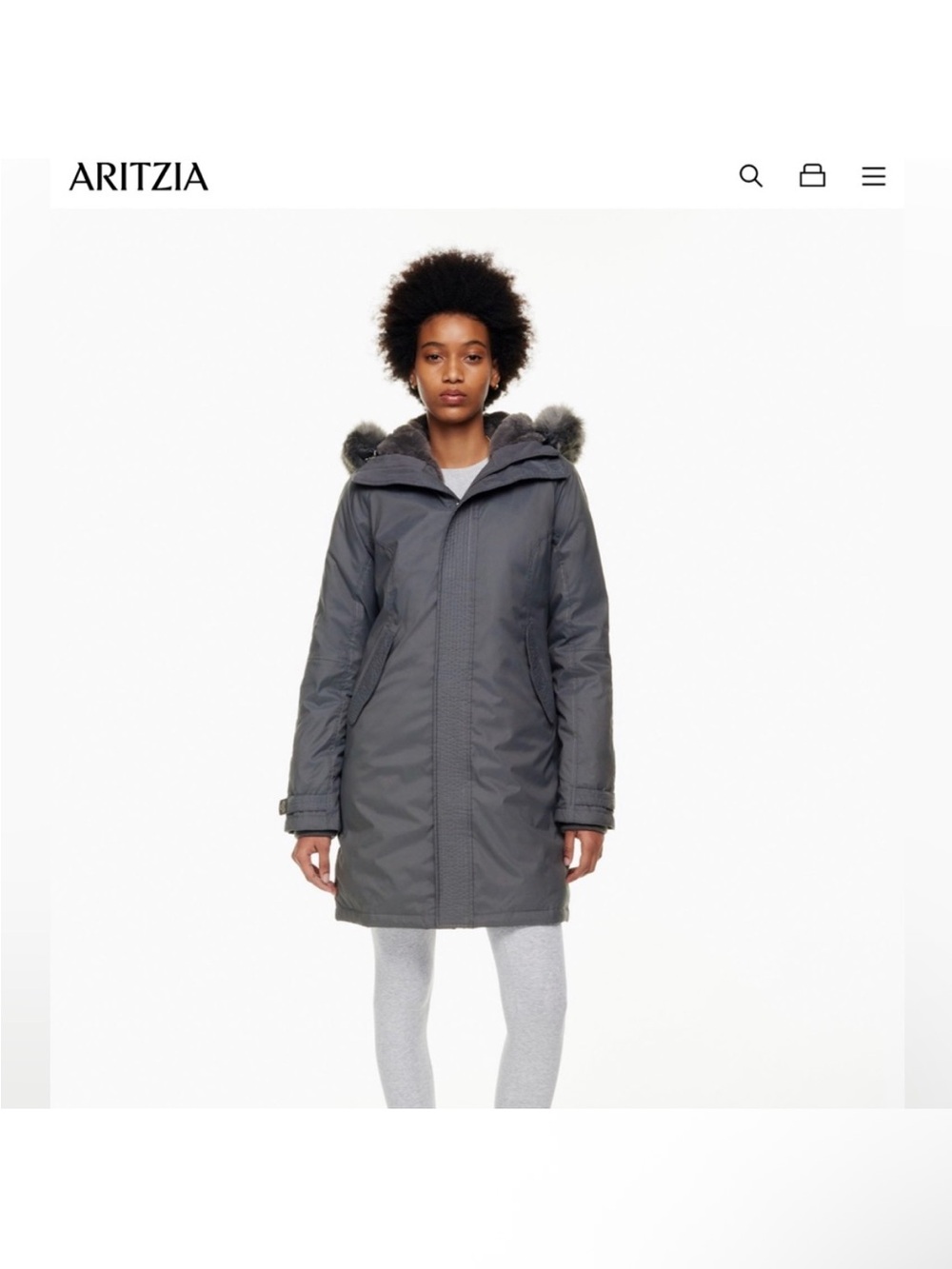 TNA Women’s Aspen Parka Faux-Fur Trim Hood, Gray Medium